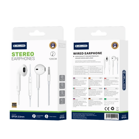 JELLICO wired earphones EP2A JACK 3.5MM with microphone 1.2M White