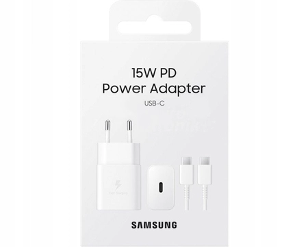 Original wall charger Samsung 15W + cable USB-C - USB-C EP-T1510XWEGEU White (blister EU)